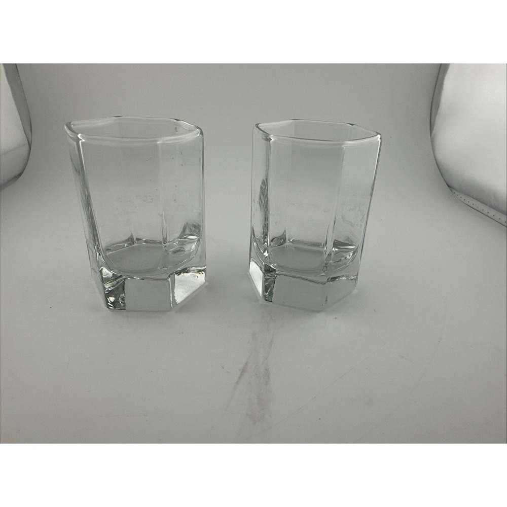 SET OF 2 ARCOROC OCTIME CLEAR SHOT GLASS DOUBLE OLD FASHIONED 1.5 OZ